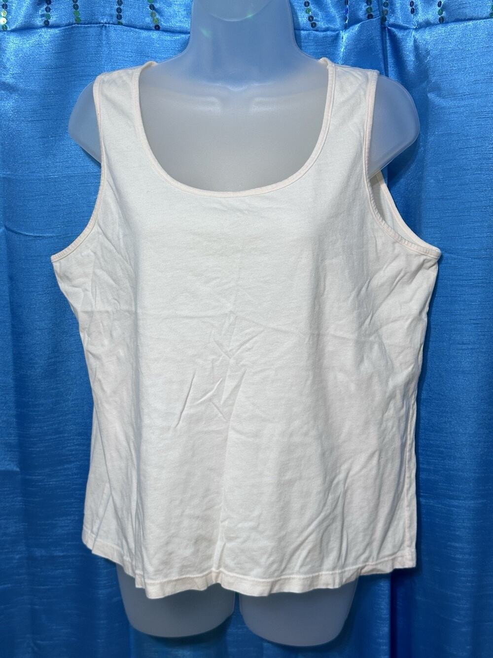 Flax Cream Off White 100% Cotton Tank Top SZ M